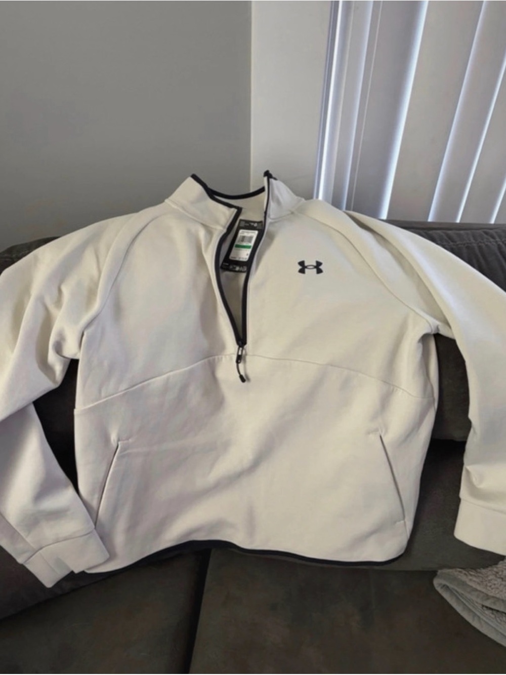 Under Armour Cream 1/4 Zip Pullover with Black Trim